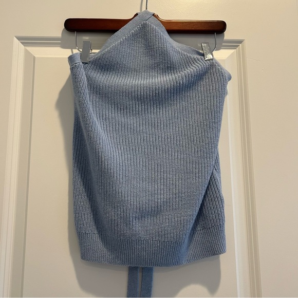 J Crew Blue Cashmere Cotton Blend Halter Knit Sweater Tank Top - Picture 2 of 8